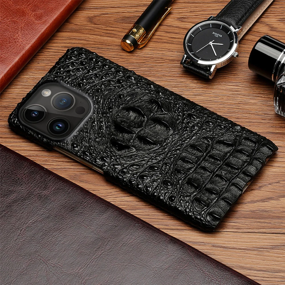 Genuine Leather 3D Crocodile head Phone Case for iPhone 13 14 Pro Max 12 Mini 11 12 Pro Max X XR XS 6 6S 7 8 Plus SE 3 2022 2020