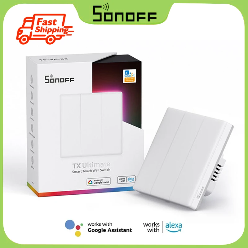 

Умный настенный выключатель SONOFF TX Ultimate с полным сенсорным управлением и светодиодной подсветкой