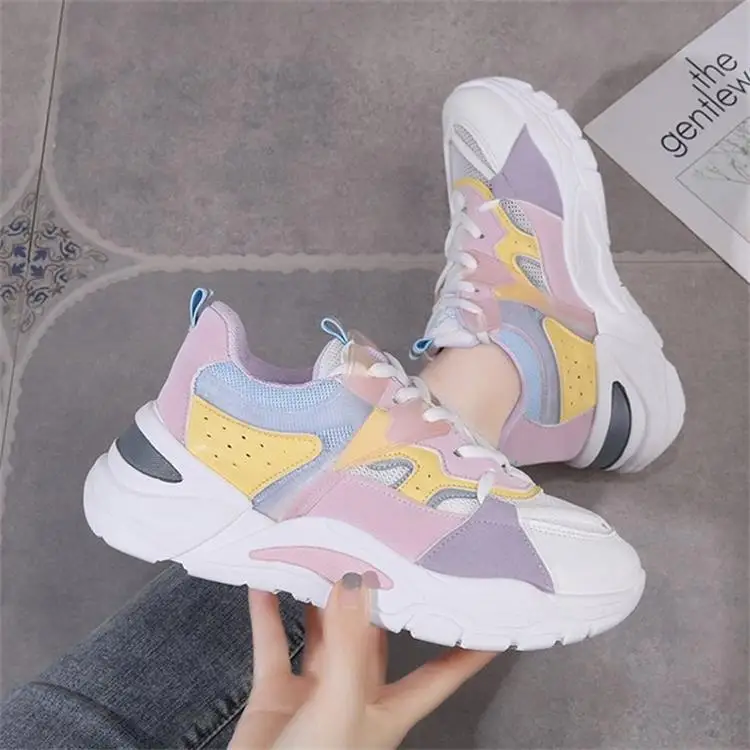 

2022 Korean Fashion Platform Sneakers Woman Lace Up Vulcanize Shoes Breathable Wedge Casual Sport Shoes Women Zapatos Casuales