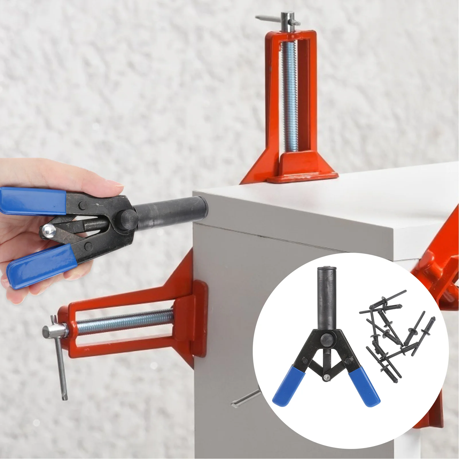 

1 комплект, 1 шт., ручной инструмент для вытягивания сердечника и 40 шт. заклепок с эргономичным дизайном (черный)