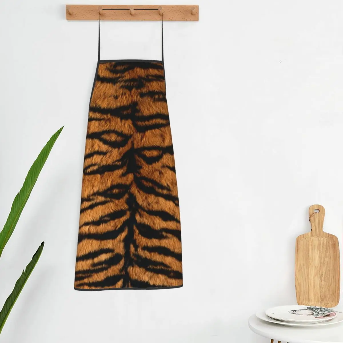 

Unique Tiger Print Apron Wild Animal Fur Cooking Fashion Kitchen Accessories Manicure Home Aprons without Pocket