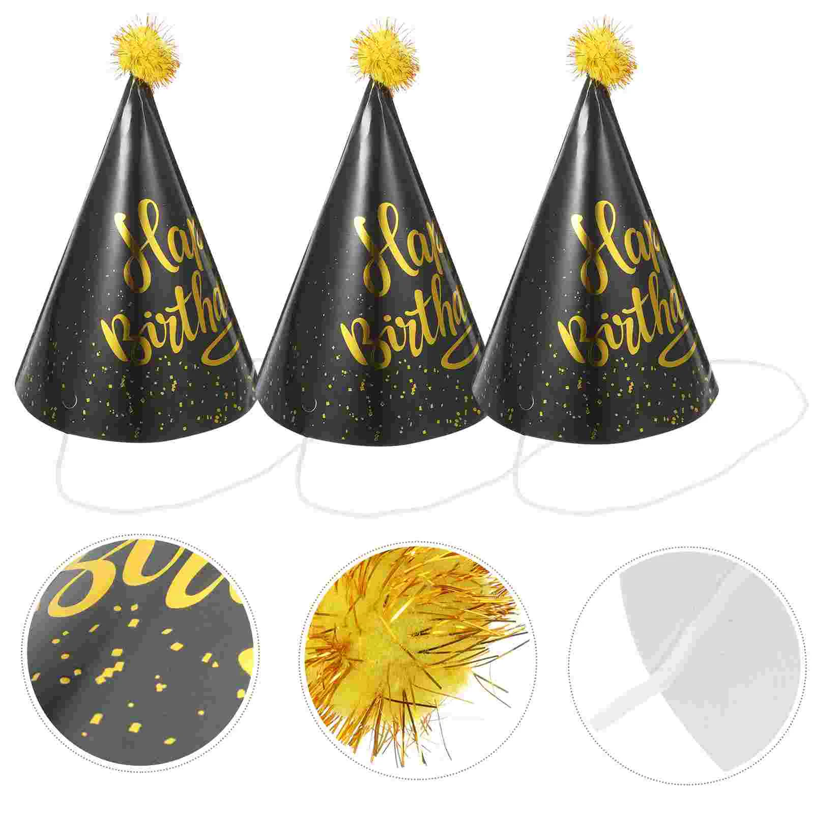 

10 Pcs Kids Party Hats Decor Props Birthday Cone Favors Headwear Hairball Child