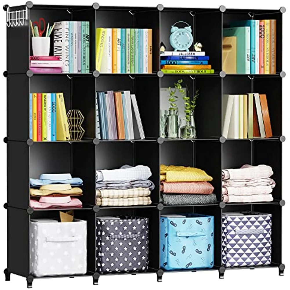 

Cube Storage Organizer 16-Cube Storage Shelf, Closet Organizer for Garment Racks, Closet Organizers and Storage with Metal Ham