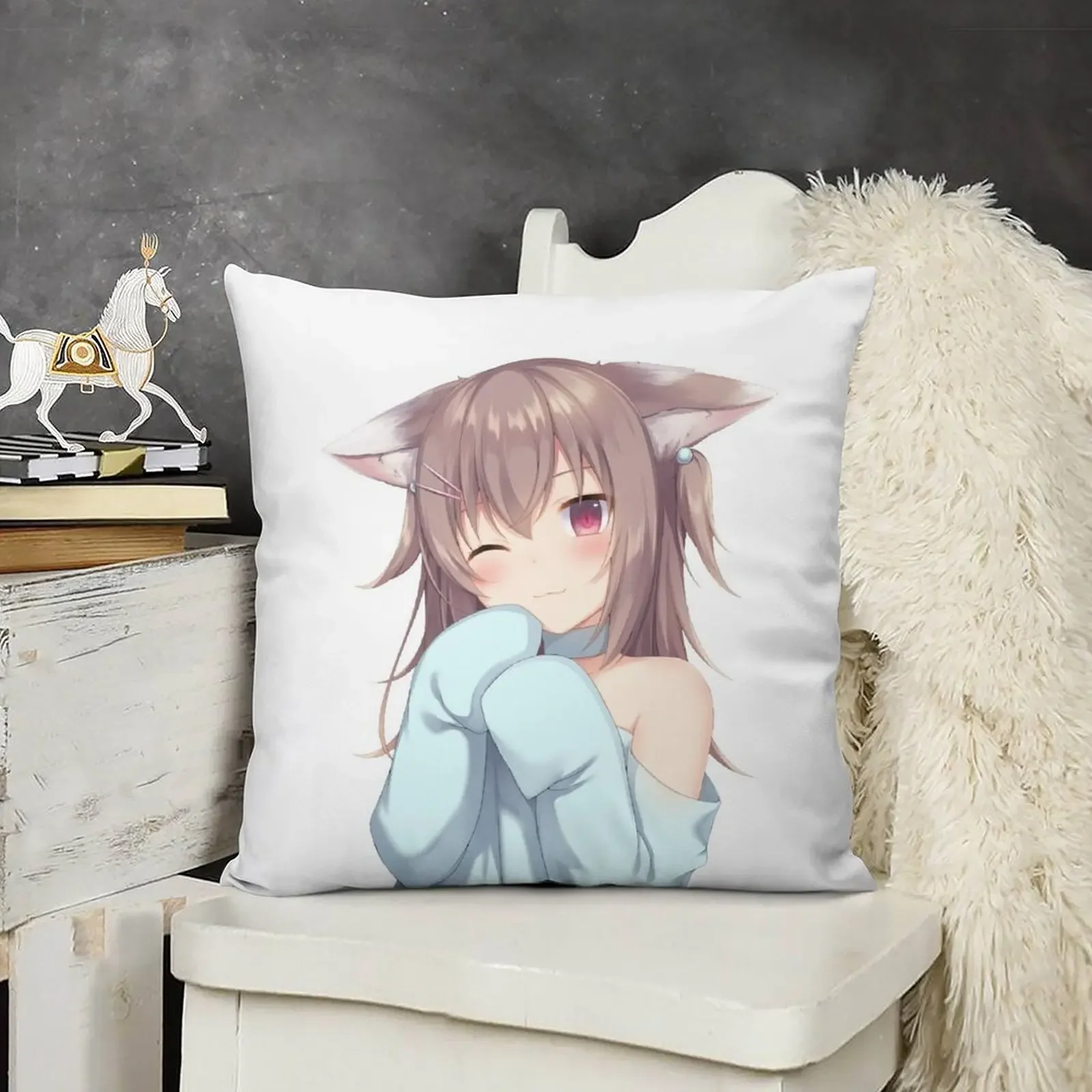 Очаровательная подушка с изображением кота Неко для девочек декоративная дивана