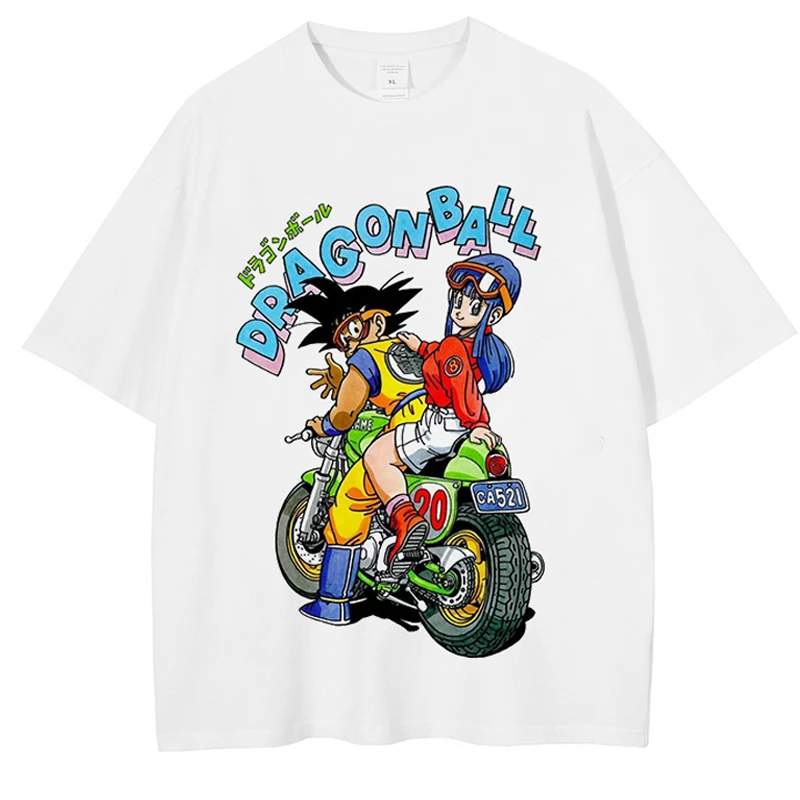 Hip Hop Streetwear Men T-Shirt Anime Dragon Ball Graphic Oversized T Shirt Summer Short Sleeve Cotton Loose Tshirt Vintage Tops