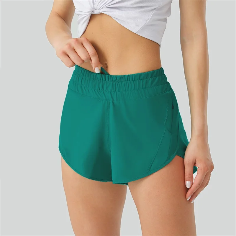 

Luluwomen 2,5 "спортивные короткие свободные боковые карманы на молнии для фитнеса йоги шорты со шнурком комплексные тренировочные пробежки с логотипом