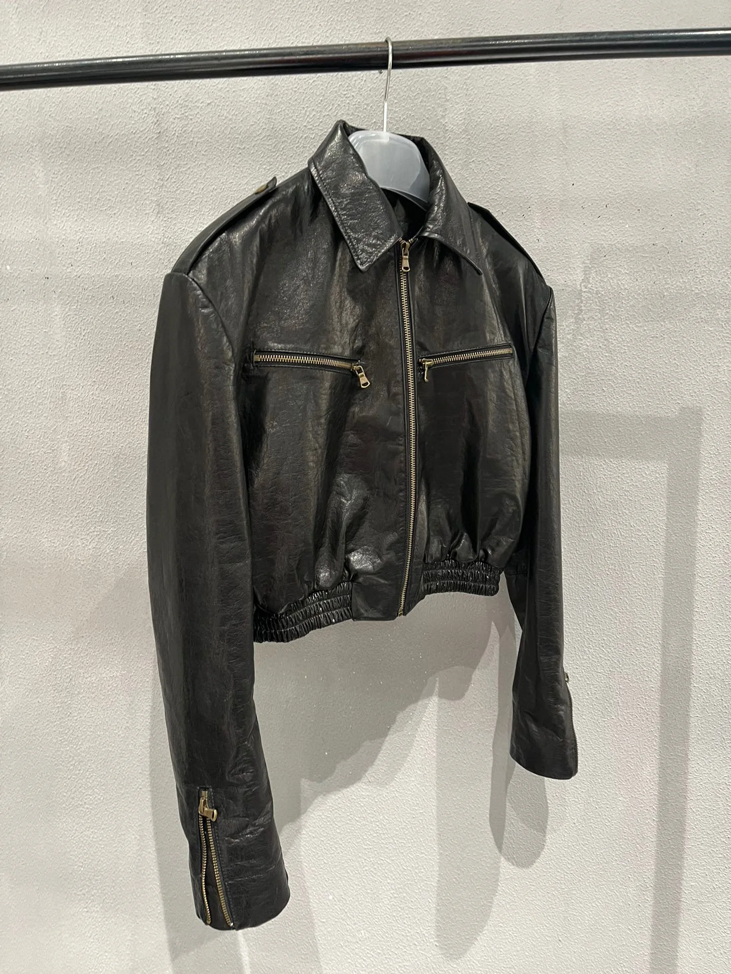 2023 Spring Hot Chic Women's High Quality Brand New Designer High-rise Cow Leather Jackets C795