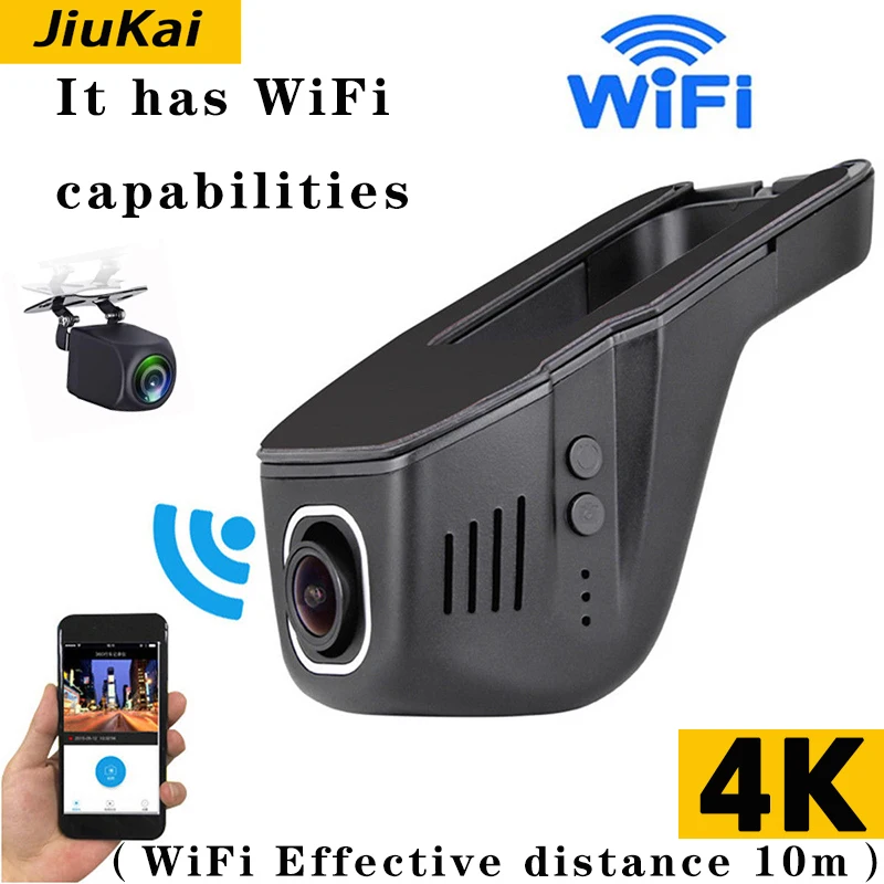 Dash Cam Universal Wifi Vehicle DVR Camera Full HD 4K Front and Rear Lens Night Vision Application English Recessive  Recorder