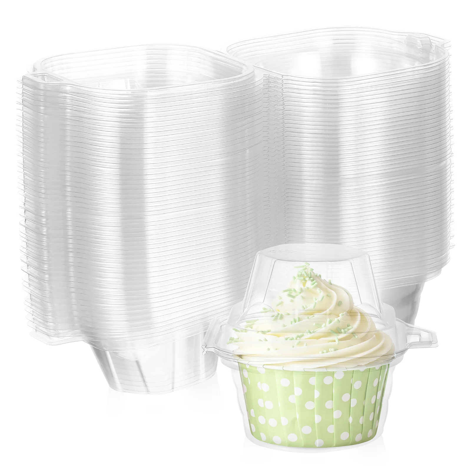 

50 Pcs Individual Cupcake Boxes Transparent Cupcake Holder Containers for Home Bakery Party Baking