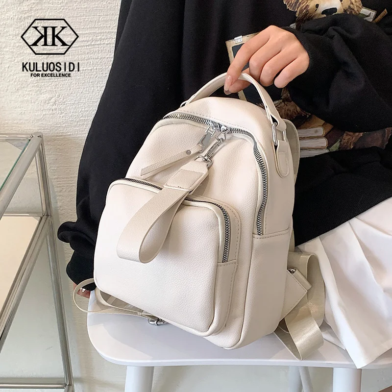 

Simple Women's Bacpack 2022 New Fashion Female Book Bag Solid Color Leather Backpack for Student Waterproof Backpack