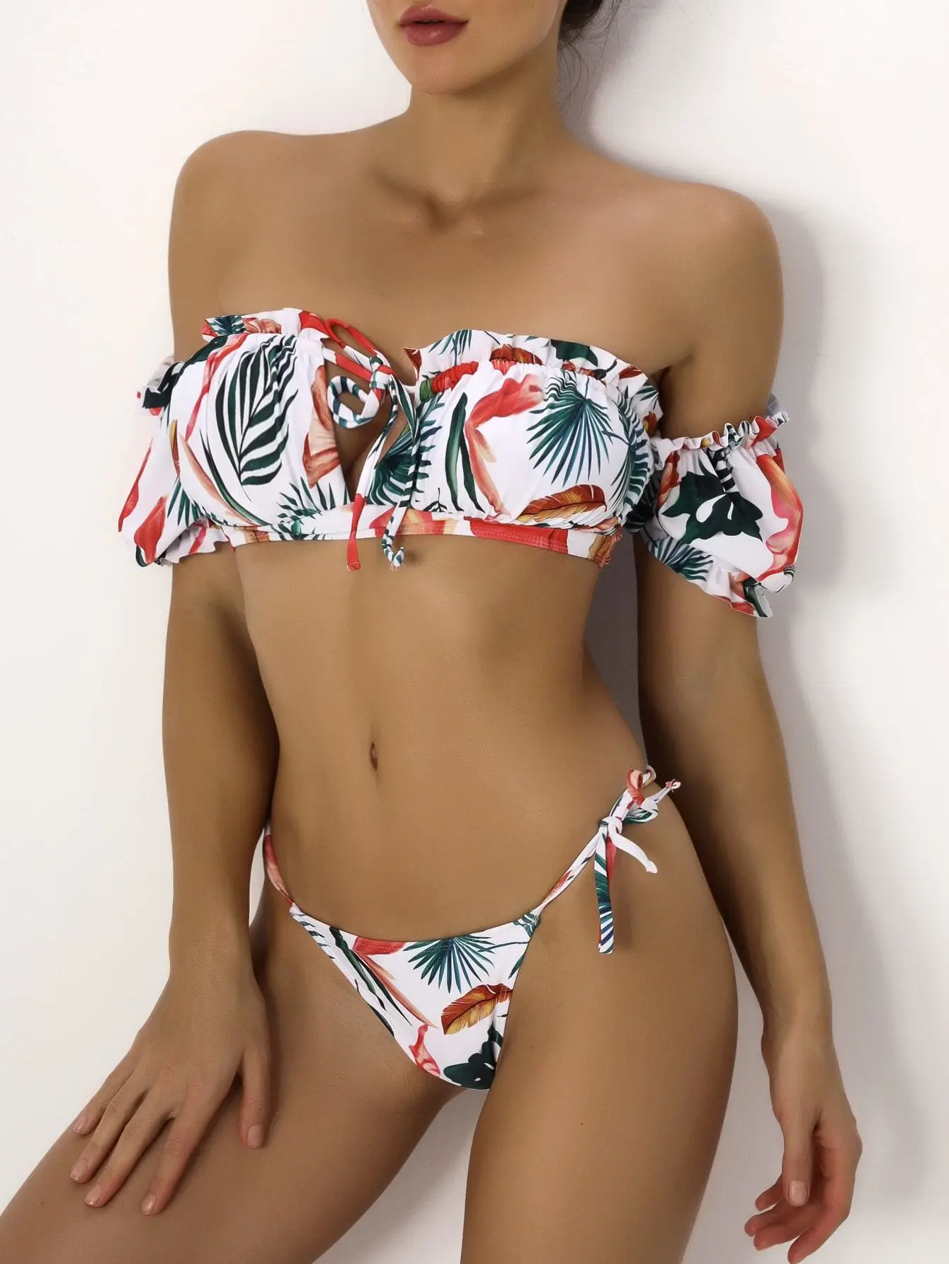 

Bikini Set Large Cup Swimwear Women Retro Halter Neck Cross Swimming Suit Big Size Swimsuit Bikini