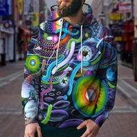 2022 new fashion casual colorful graffiti mens hoodie horror 3d printing sports hooded jumper street hip hop style clothing top