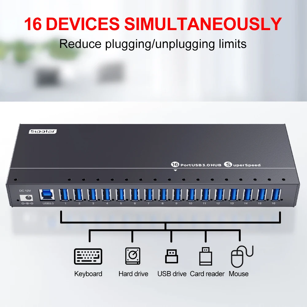 Фото USB-хаб Good Sipolar A-316 на 16 портов для нескольких устройств, Plug and Play, не требует драйверов №1