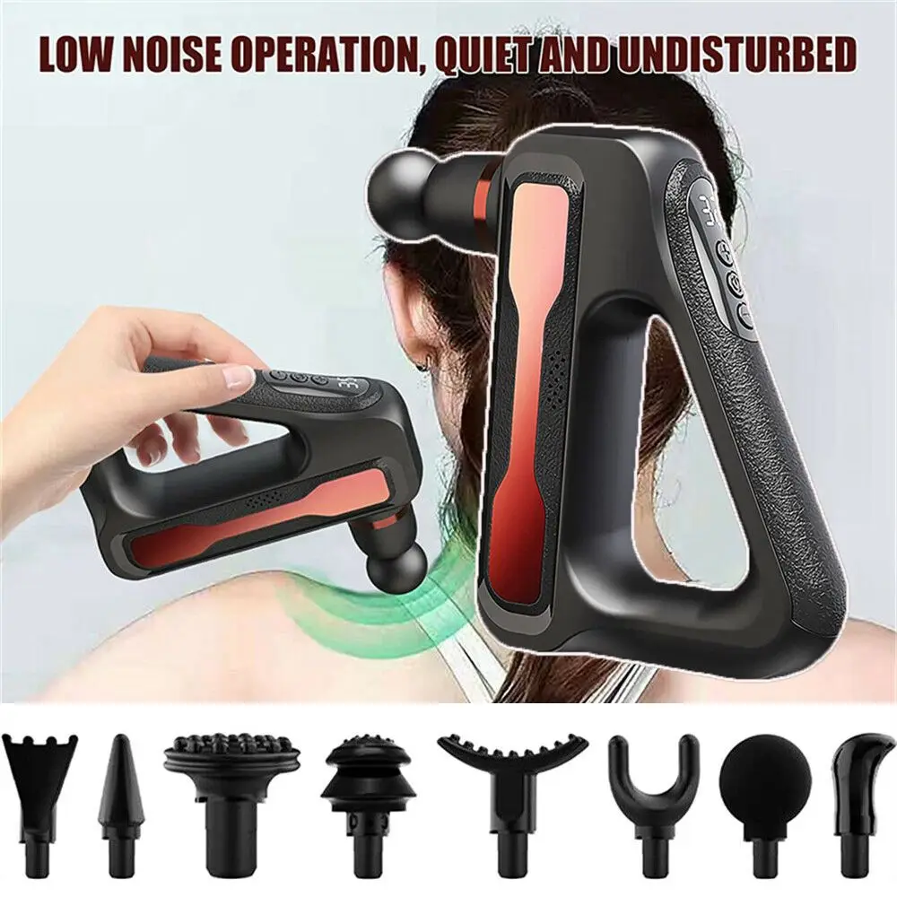 

Профессиональная терапия, расслабляющий массажный пистолет с 8 головками и вибрацией, 32 скорости