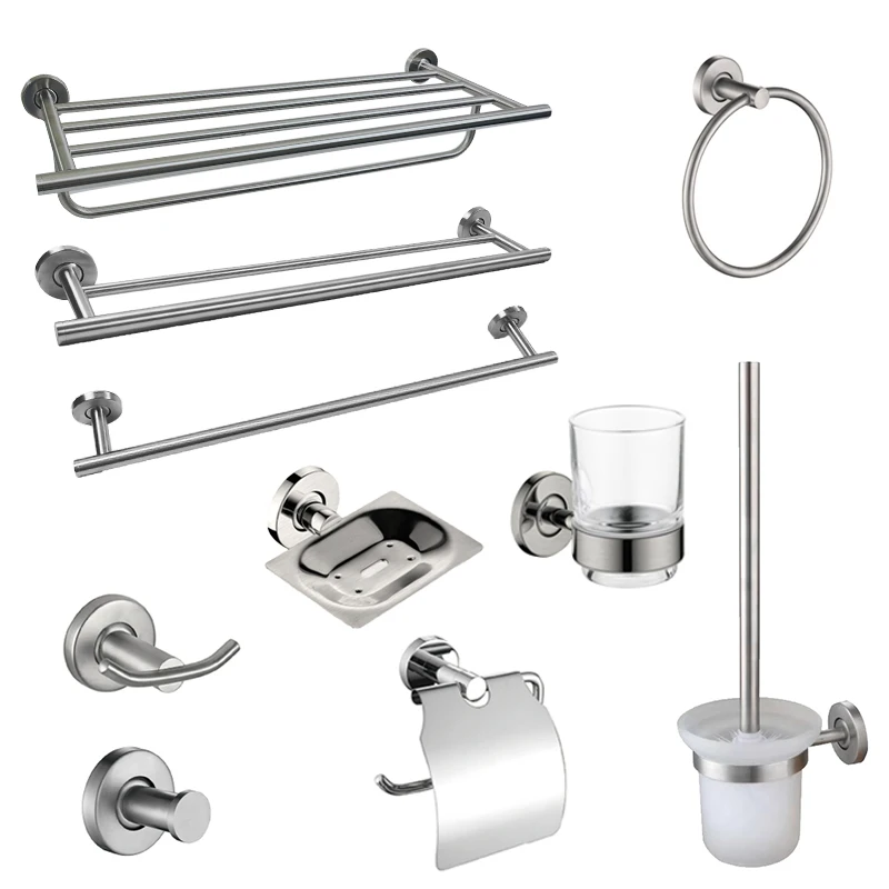 

Hooks Glass Bathroom Hand Bath Paper Set Accessories Steel Towel Kit Bar Hardware Holder Towel Cup Stainless Rack Toilet Brushed