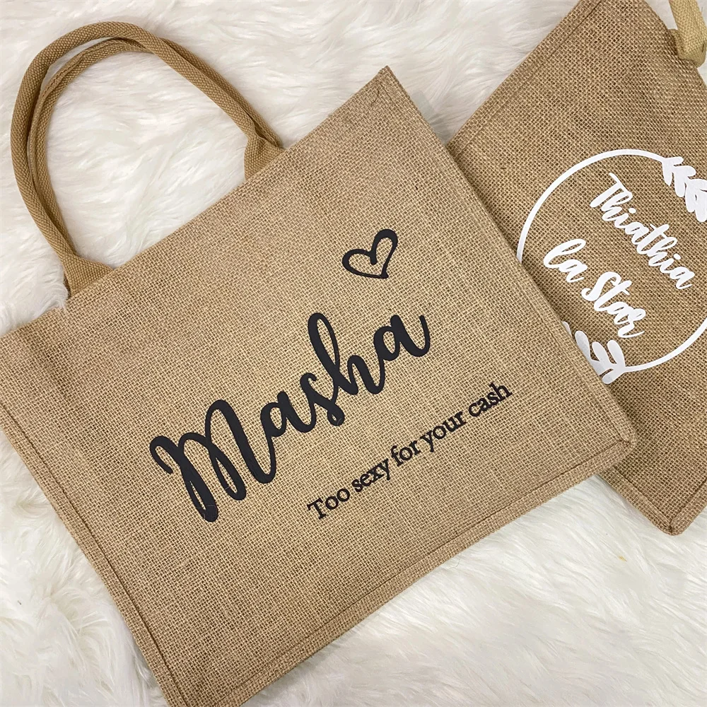 

Personalized Burlap Tote Bag Bridesmaid Gift Bag Custom Jute Bag Bridal Bachelorette Party Beach Wedding Favors For Guests