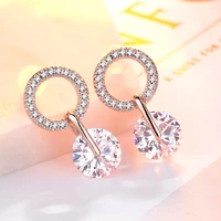 2022 korean partysu style brilliant cubic zirconia women drop earrings 4 colors simple stylish female delicate earring jewelry