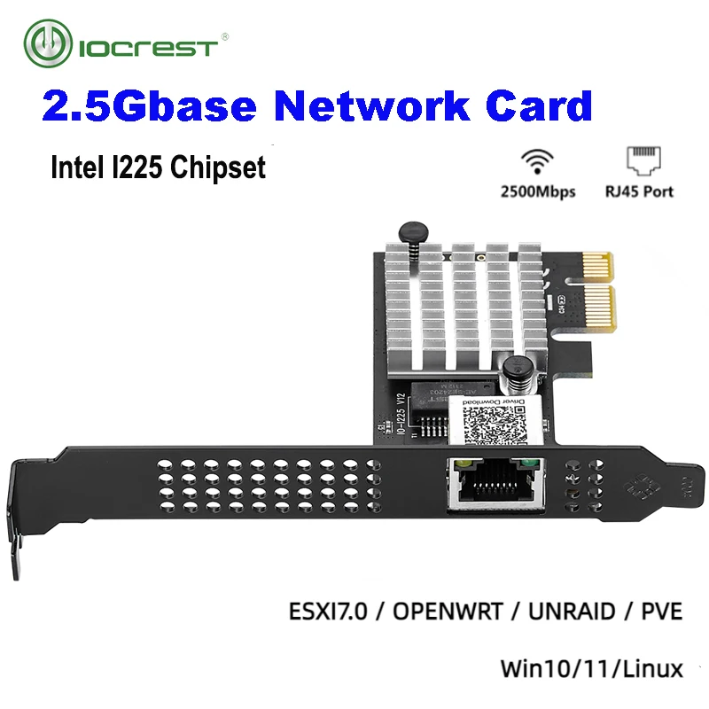 Игровая карта Intel I225-V3 PCIE, 2500 Мбит/с, гигабитная сетевая карта ...