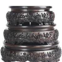 rosewood round vase rotating base solid wood flower pot fish tank bonsai jade stone stone bracket wood carving decorative