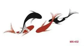 Водостойкая Временная тату-наклейка черно-белая рыба тайчи рисунок боди-арт