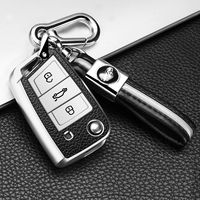 

PU+ TPU Car Key Case For VW Volkswagen MK7/GTI 7/Golf 7/Golf R Skoda Octavia A7 SEAT 3 Buttons Folding Remote Fob Cover Keychain