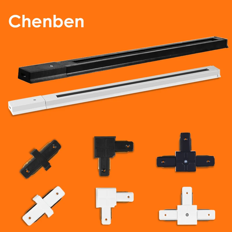 Black White Led Track Light Rail 0.5M 1M One Phase Two Wire 