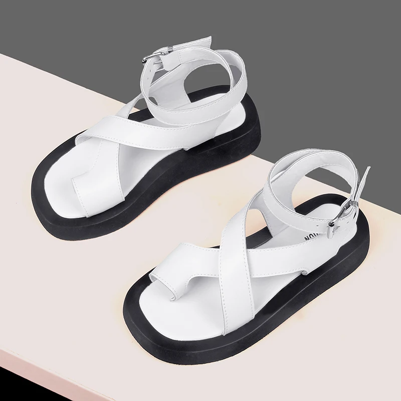 AIYUQI Women Summer Sandals 2022 New Genuine Leather Ladies Sandals Flat Fashion Sandals Women