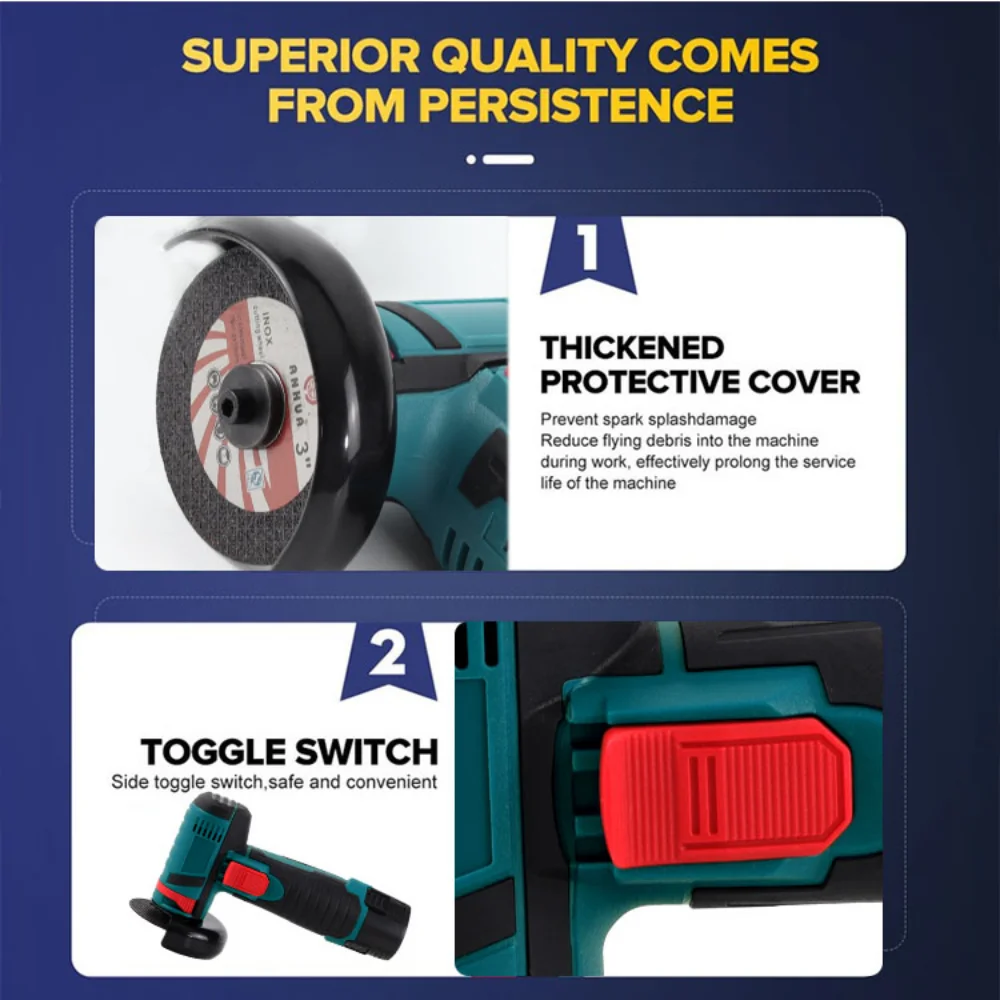 12V Mini Angle Grinder with Rechargeable Lithium Battery Cordless Polishing Machine Diamond Cutting with Accessories Power Tool 4