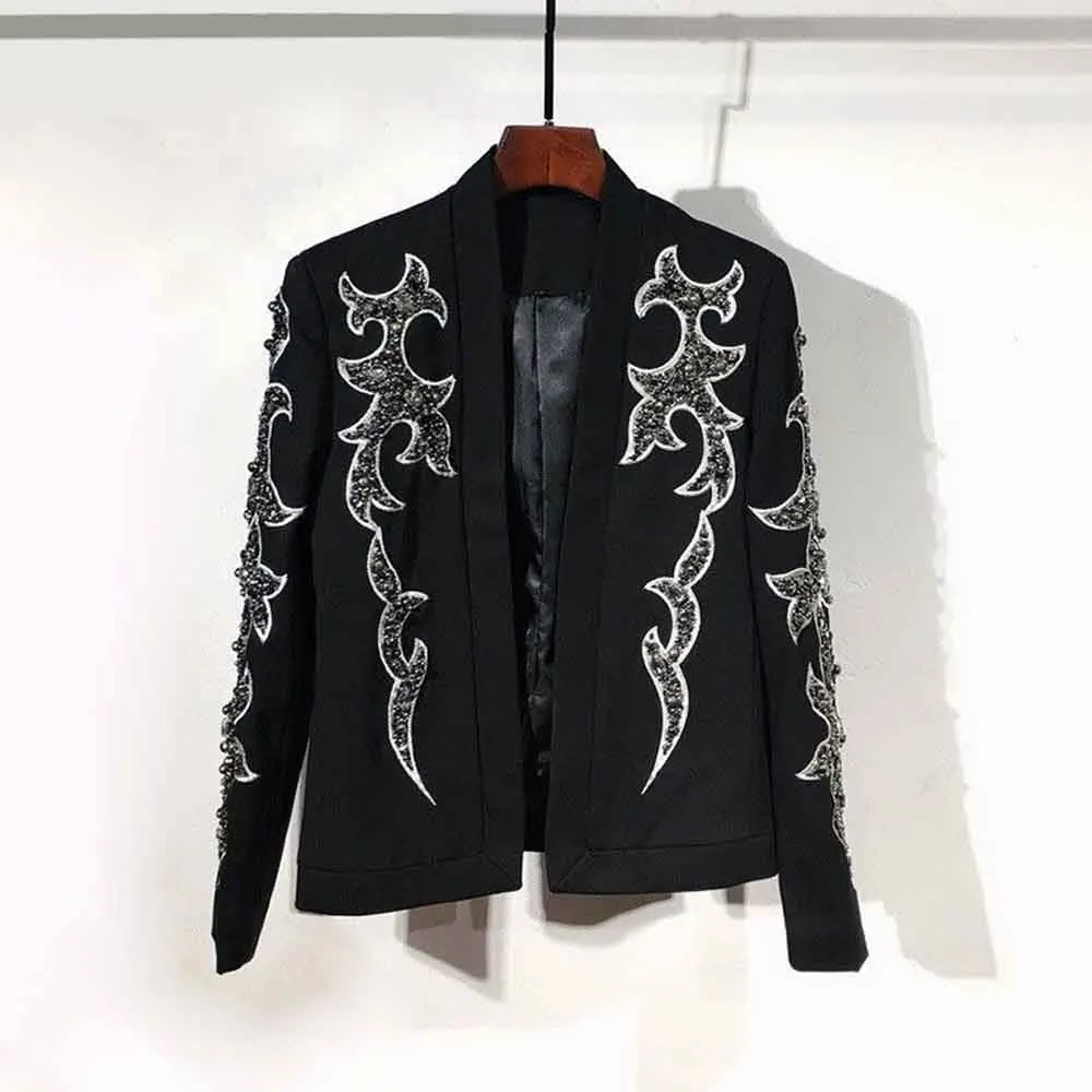 

Men Black Blazer Men Blazer Jacket Coat Fashion Embroidery Oversize Blazer Men Blazer Outfit