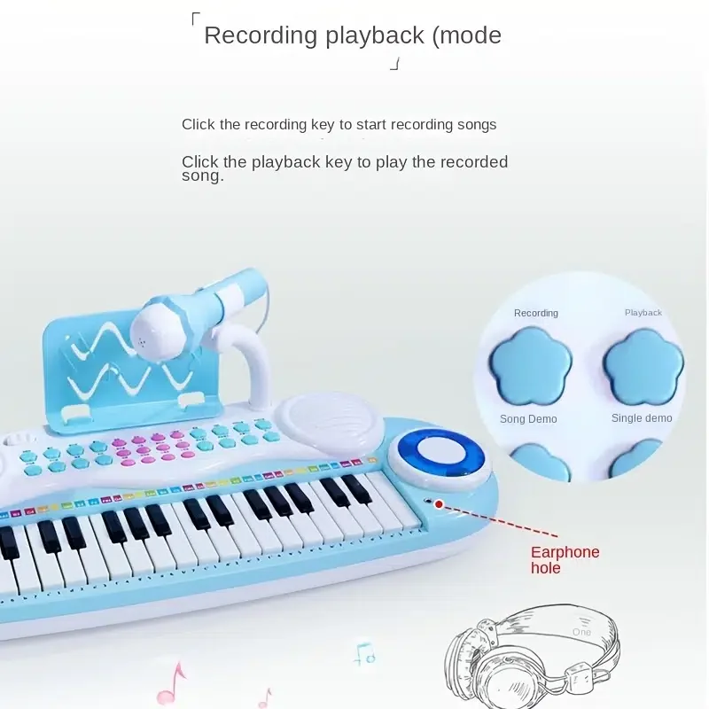 

Электронное пианино, детские развивающие Игрушки для раннего развития, Многофункциональные Музыкальные просвечивающие игрушки, для мальч...