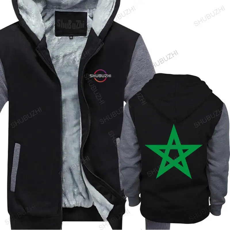 

men's thick hoodies fashion Winter Style Morocco fleece jacket Men Casual Morocco Flag Warm Liner male shubuzhi cotton coat