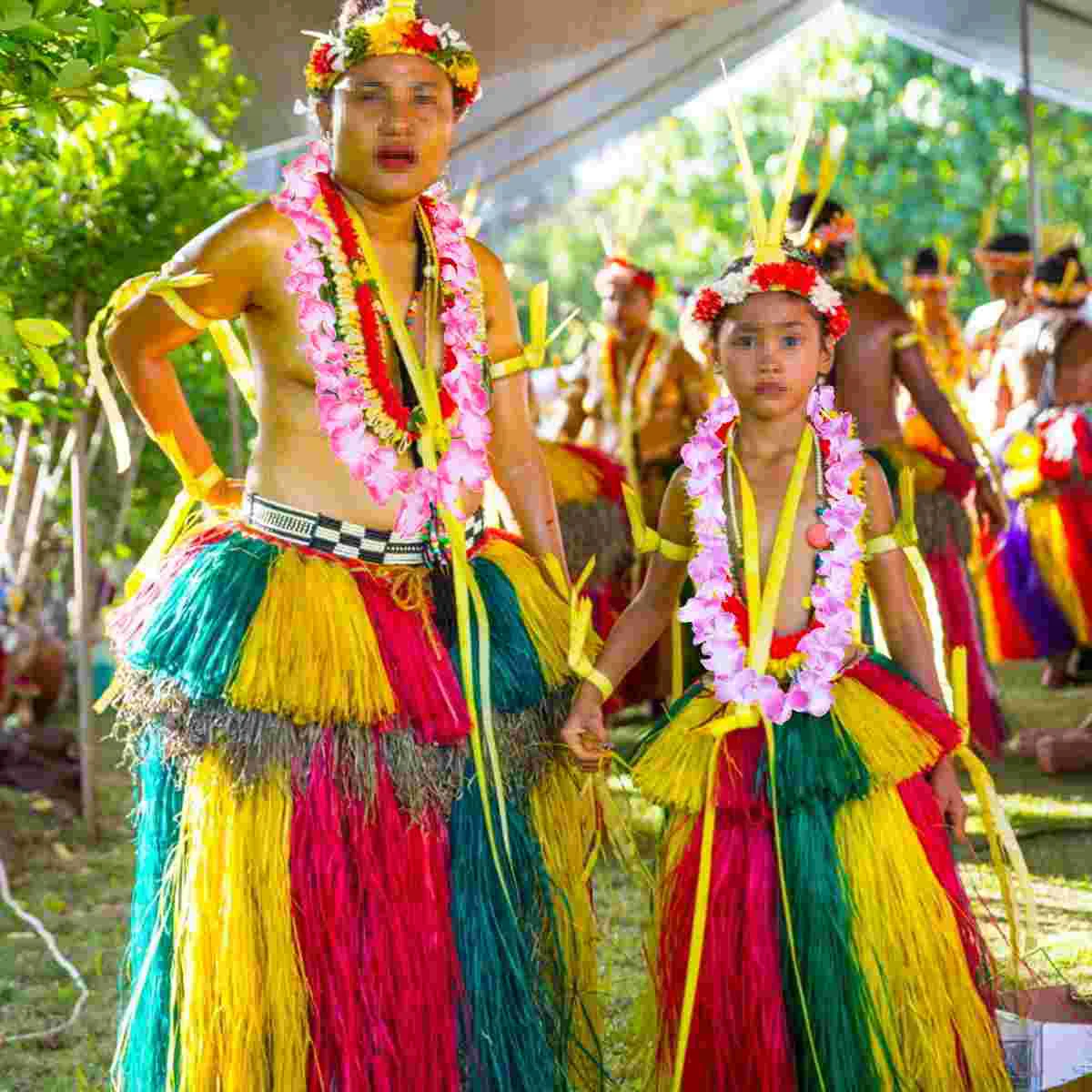 12pcs Hawaii Flower Garland Necklace for Festival Luau Beach Party (Purple + Blue Pink Green Yellow )