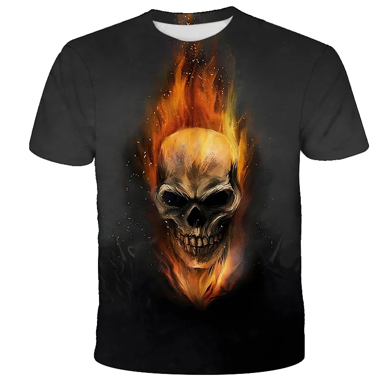 

Boys Flame Skull Knight 3D Printed T Shirt Fashion Halloween Clothes Kids Boy Short Sleeve Children Clothing Tops 12 Years Old