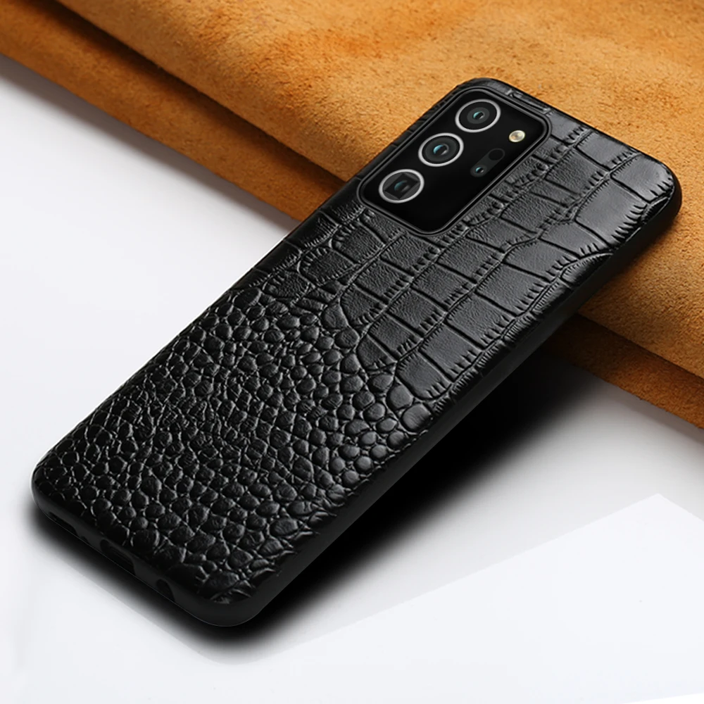 

Genuine Leather Phone Case For Samsung Galaxy Note 20 Ultra Note 10 9 8 A71 A50 A70 A51 S10 S8 S9 S20 Plus Crocodile Grain Cover