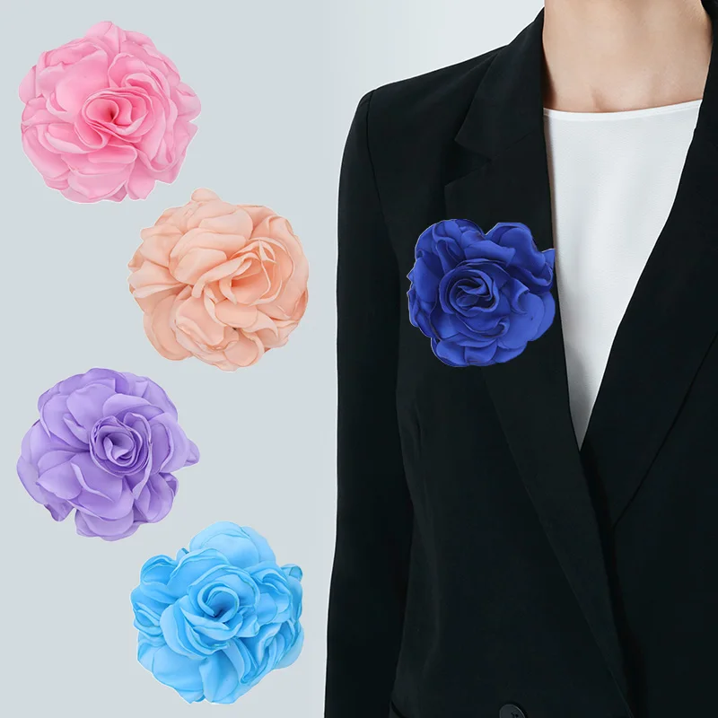 

1pc Fashion Brooch Cloth Art Flower Brooches For Women Handmade Fabric Corsage Lapel Brooch Pins Elegant Jewelry Accessories