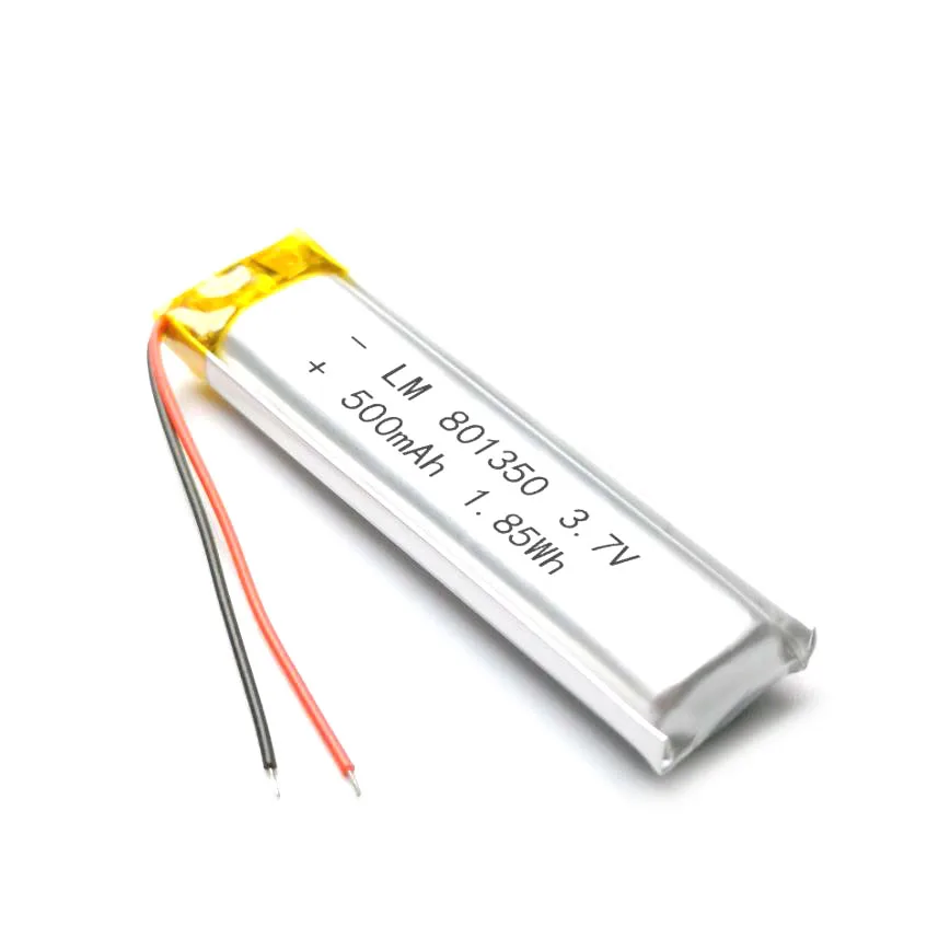 

2/5/10/20pcs 3.7V 500mAh 801350 Lithium Polymer Ion Battery 2.0mm JST Connector