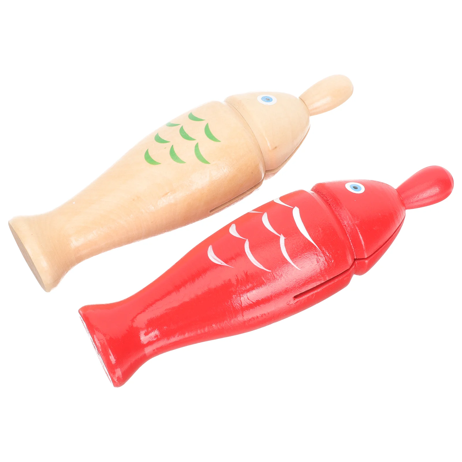 

2 Sets Musical Instrument Plaything Wood Percussion Toy Fish Instruments Adults Wooden Educational