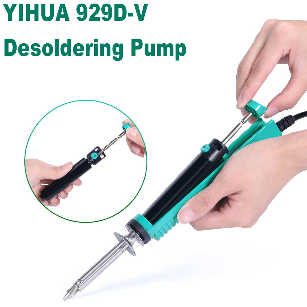 

YIHUA 929D-V Tin Sucker Electric Desoldering Iron Solder Pump With Desoldering Nozzles Through-Hole Desolder Soldering Suckers