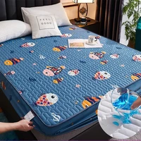 new design large quilted waterproof mattress cover fully jacquard printed fabric mattress protector soft pad for home bed decor