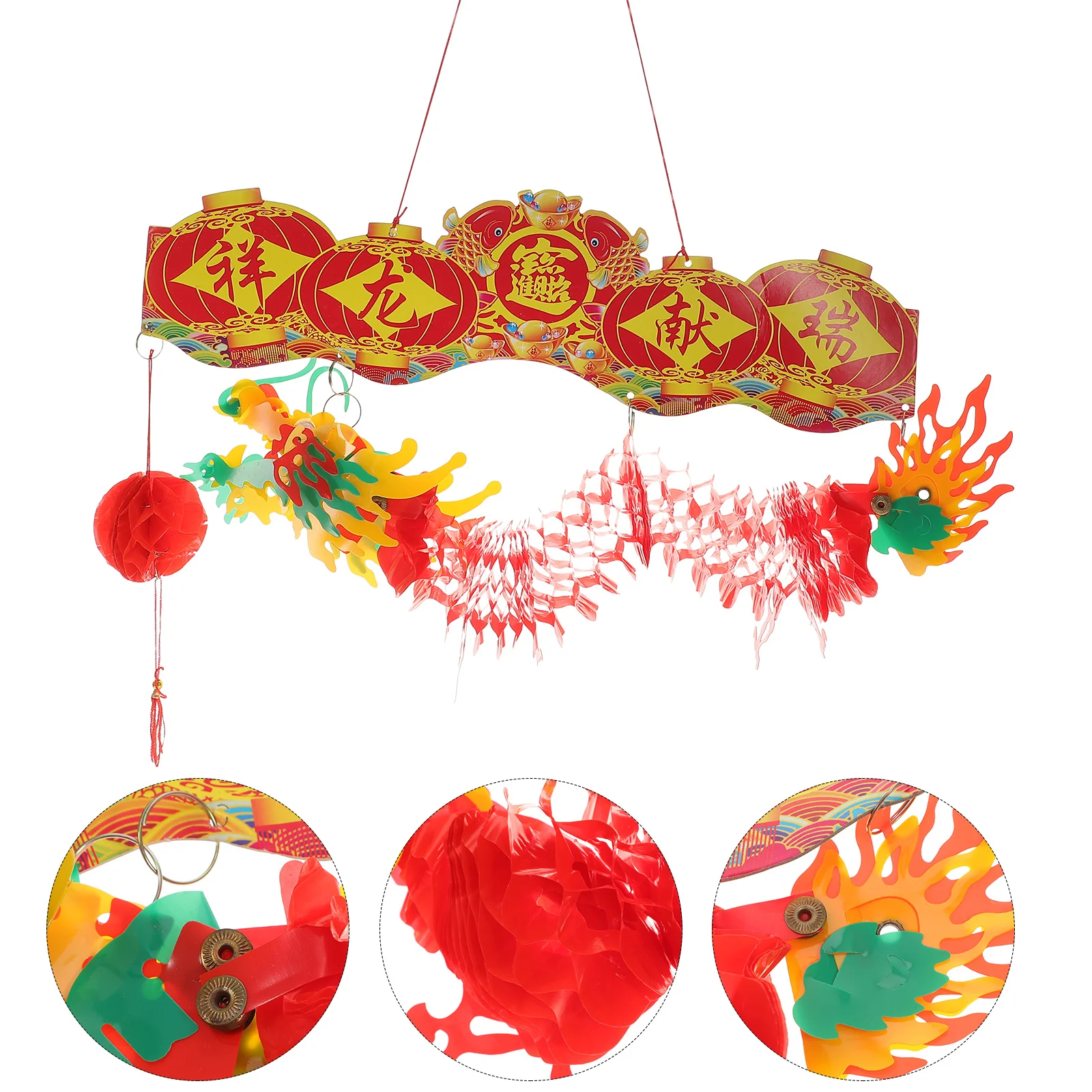 

Китайское Новогоднее украшение, праздничное украшение на потолок, подвесной бумажный 3D кулон в виде дракона