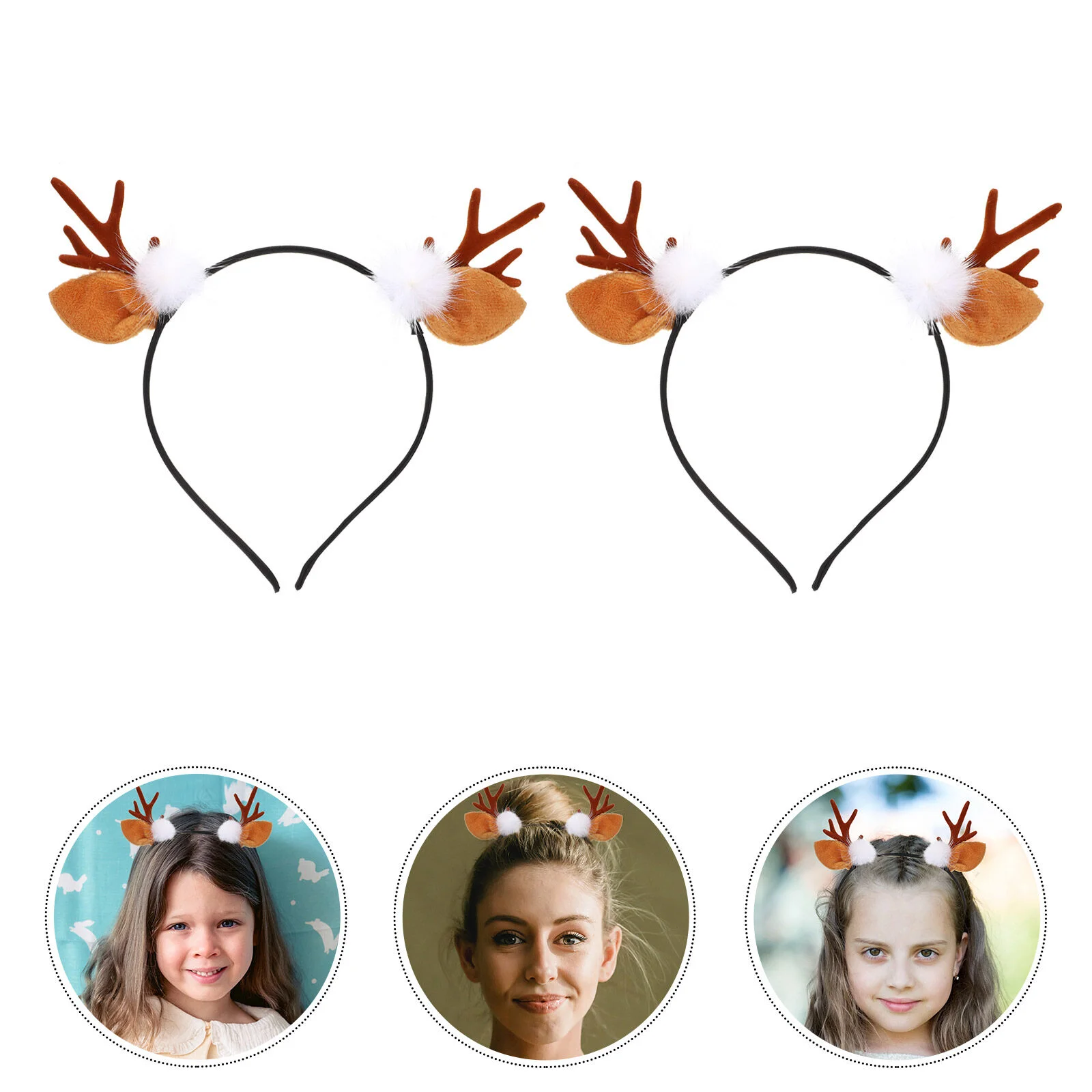 

2 Pcs Kids Headband Elk Horn Hair Decor Lovely Hoops Resin Flocking Felt Cloth Clip Child