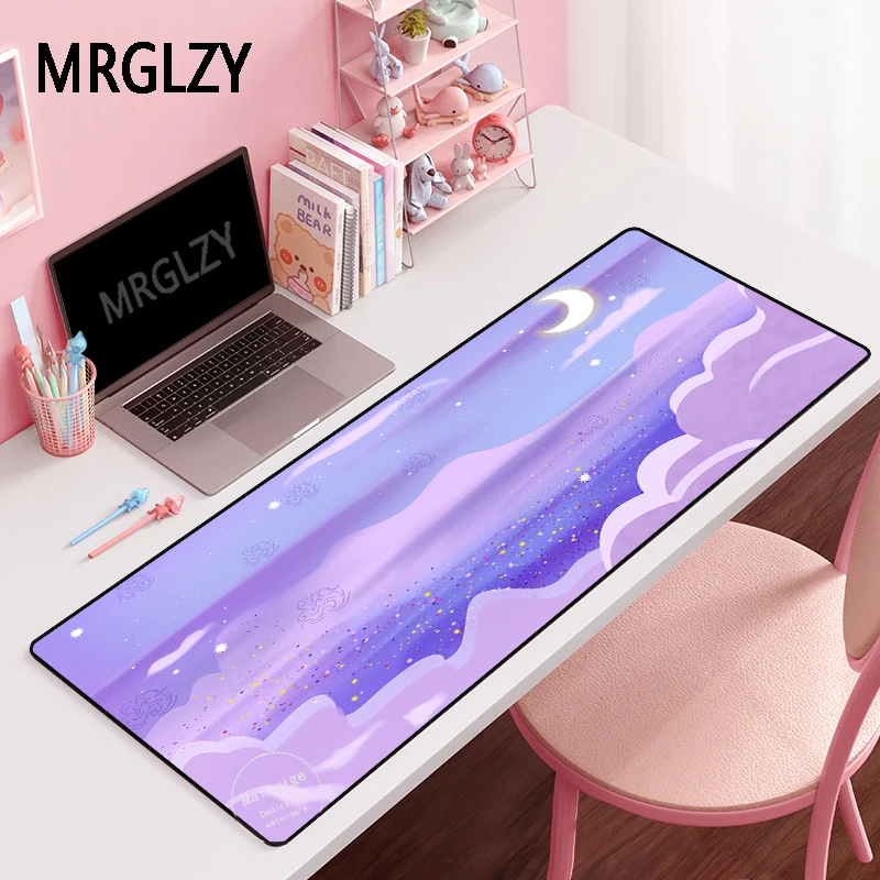 MRGLZY – grand tapis de souris pour Gamer  accessoire de bureau  Kawaii  couleur rose  effet