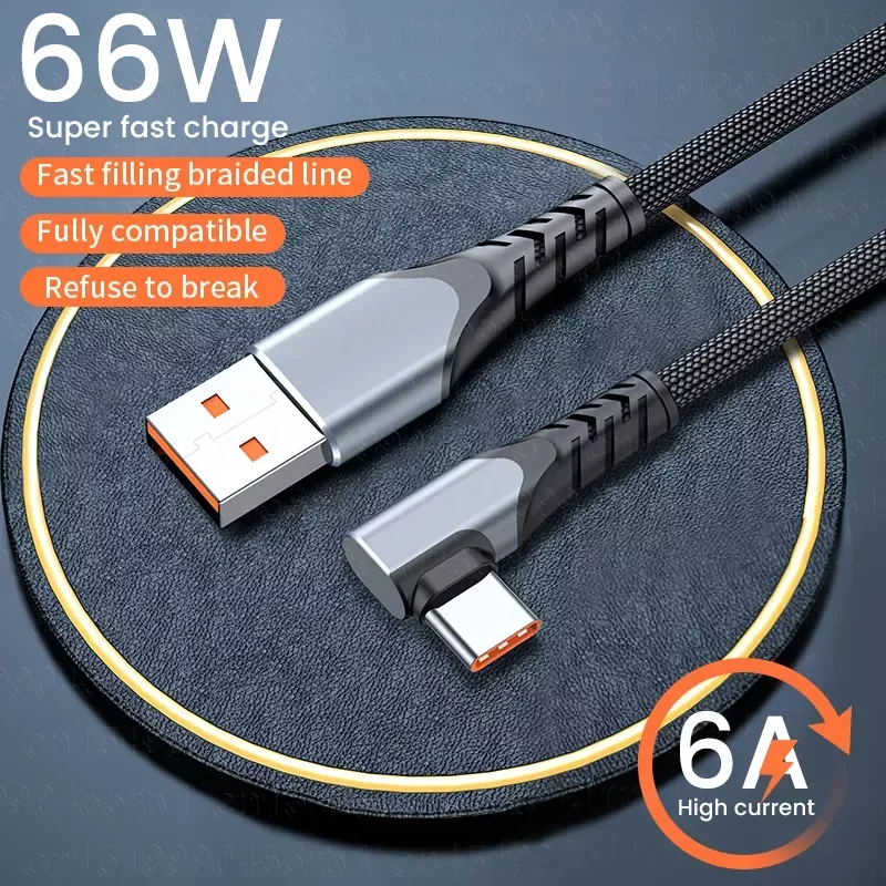 

66W USB Type C Mate 40 Pro 5A Fast Charging USB-C USB C Charger 90 Degree Data Cord
