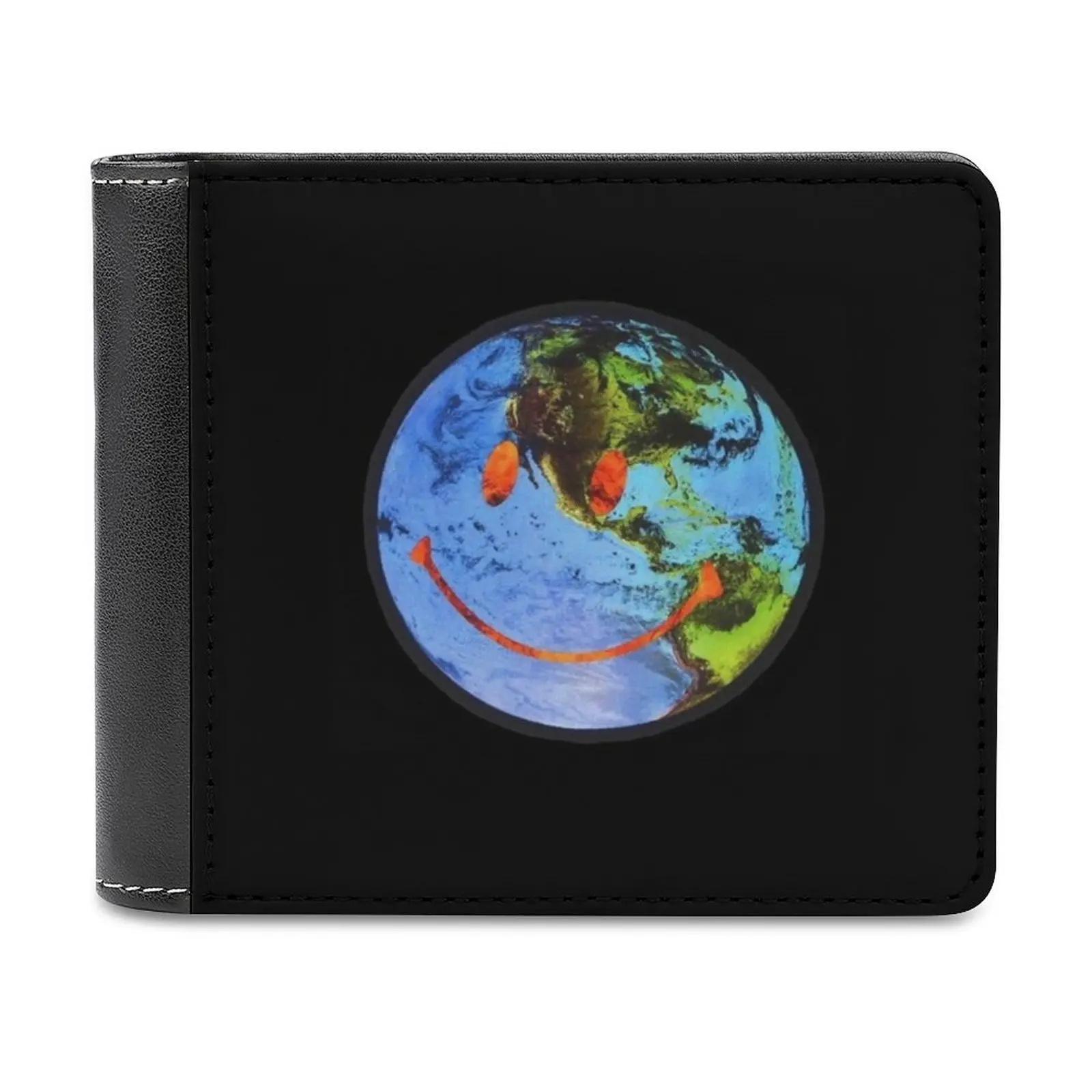 

Кожаный кошелек с улыбающимся глобусом, мужской тонкий кошелек, бумажники, кошелек для денег, персонализированный кошелек Тревиса, Тревиса,...