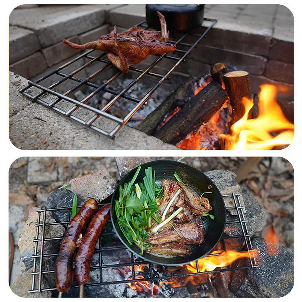 

Складная сетка для гриля, стеллаж из нержавеющей стали для барбекю и гриля, с сумкой для хранения, для сада, кемпинга, путешествий, кухни, бар...