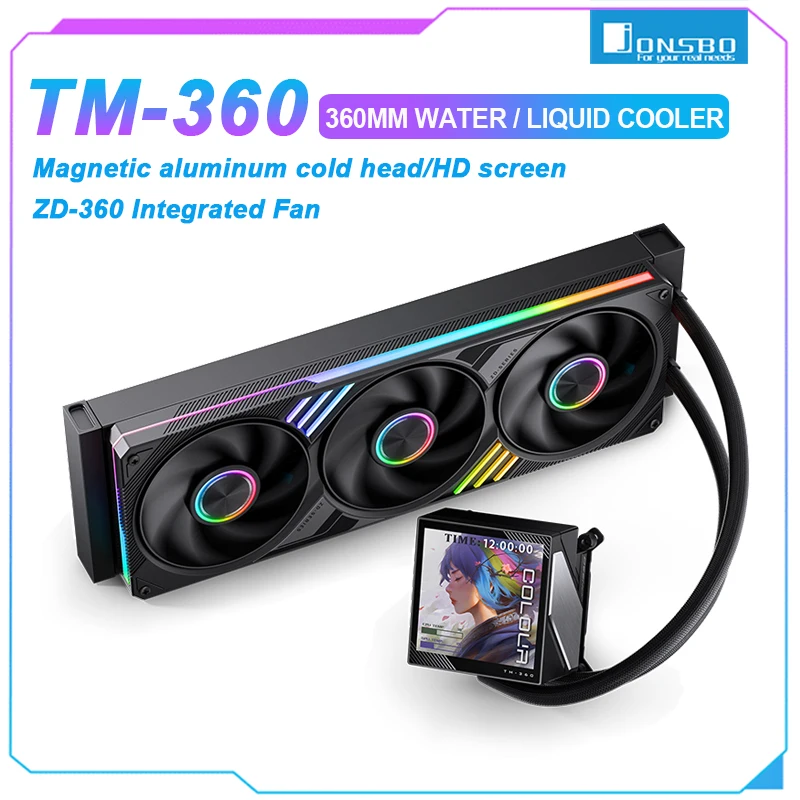 Фото Жидкостное охлаждение процессора JONSBO TM-360 AIO, 360 мм, ARGB, PWM, бесшумный радиатор для игровых ПК с разъемами LGA1700, 115X, 1851, 1200, AM5, AM4 №1