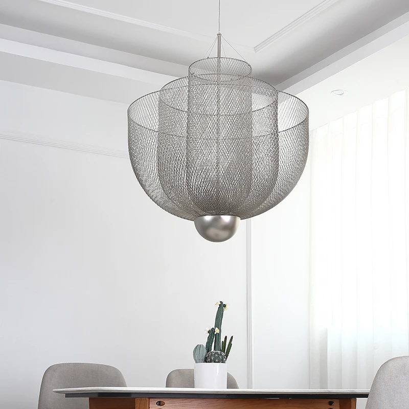 

Light Luxury Creative Pendant Lamp Personality Staircase Pendant Lights Metal Grid Lamparas Decor Hanging Light Home Decor 3000K