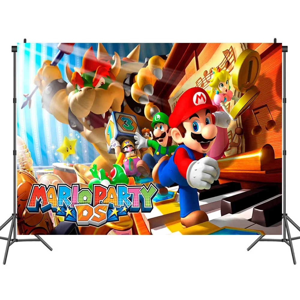 

Game original Super Mario party birthday background Mario Brothers cloth theme board cartoon character Mario doll children gift