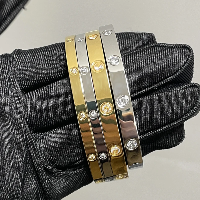 

Beautiful Lovers Bracelets Woman Bracelets Stainless Steel Bangles and Bangles Cubic Zirconia Golden Woman Jewelry Gifts