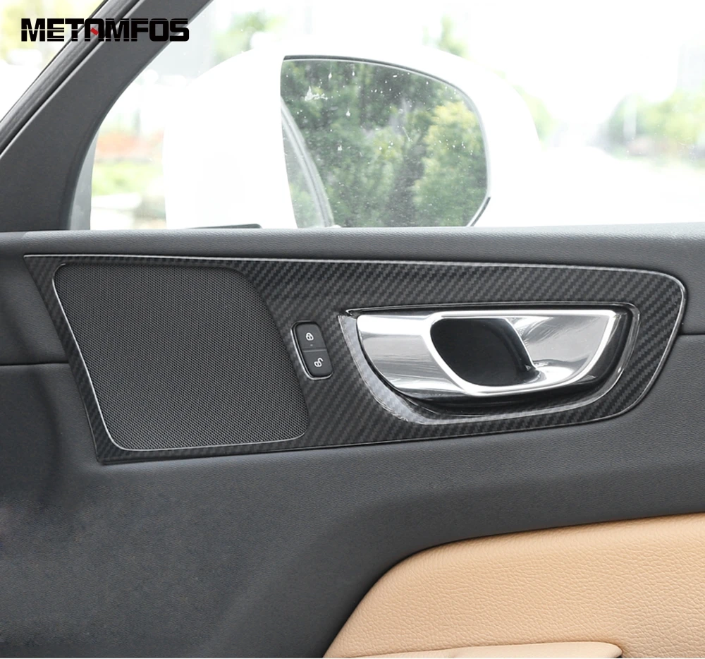 

Для Volvo XC60 XC 60 2018 2019 2020 углеродное волокно интерьерная дверная ручка Чаша панель Крышка отделка стикер аксессуары автостайлинг